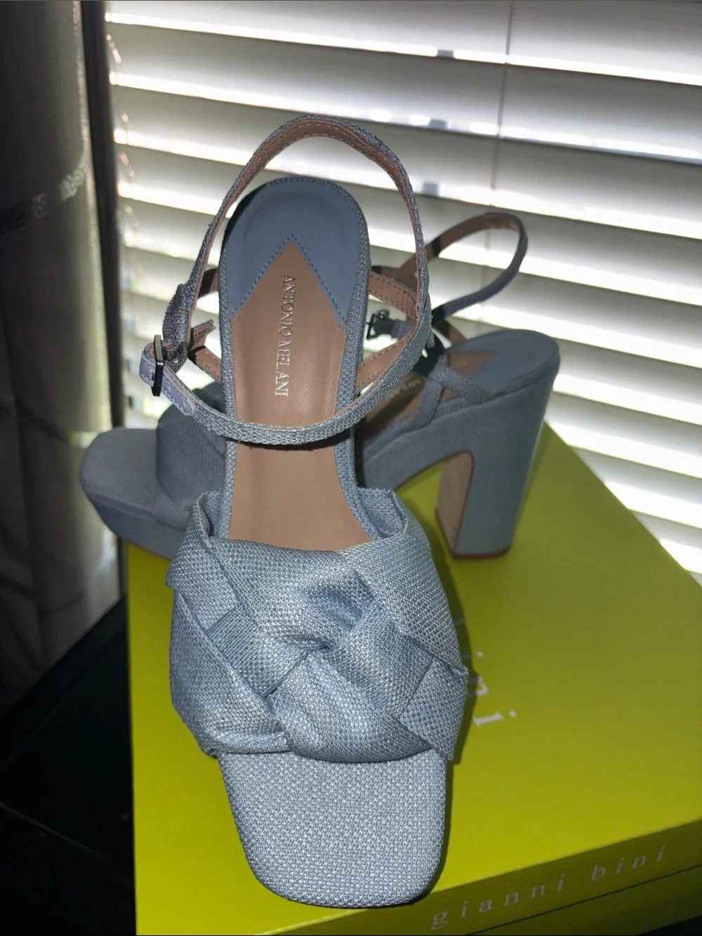 Gianni Bini Pale Blue Braided Platform Sandals